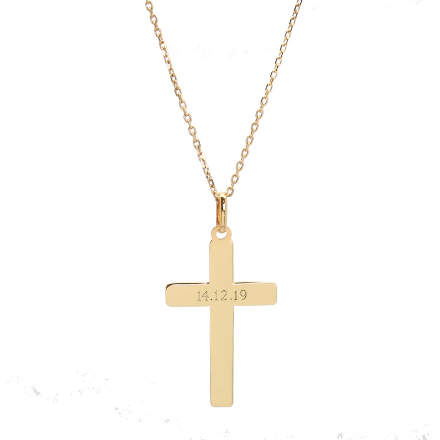 Collier personnalisé - croix martelée - Plaqué or