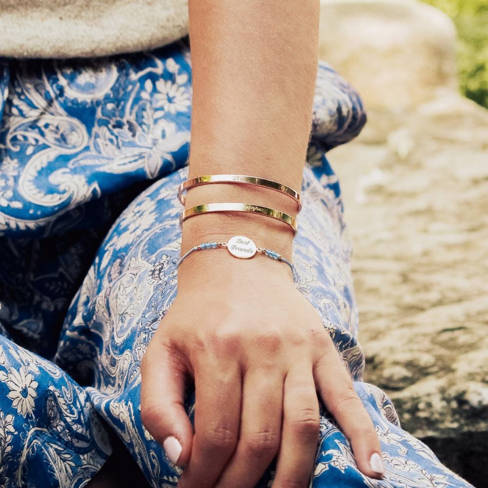 Jonc femme personnalisé - ruban - Plaqué or