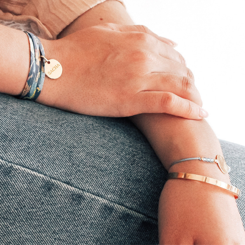 Jonc femme personnalisé - ruban - Plaqué or rose