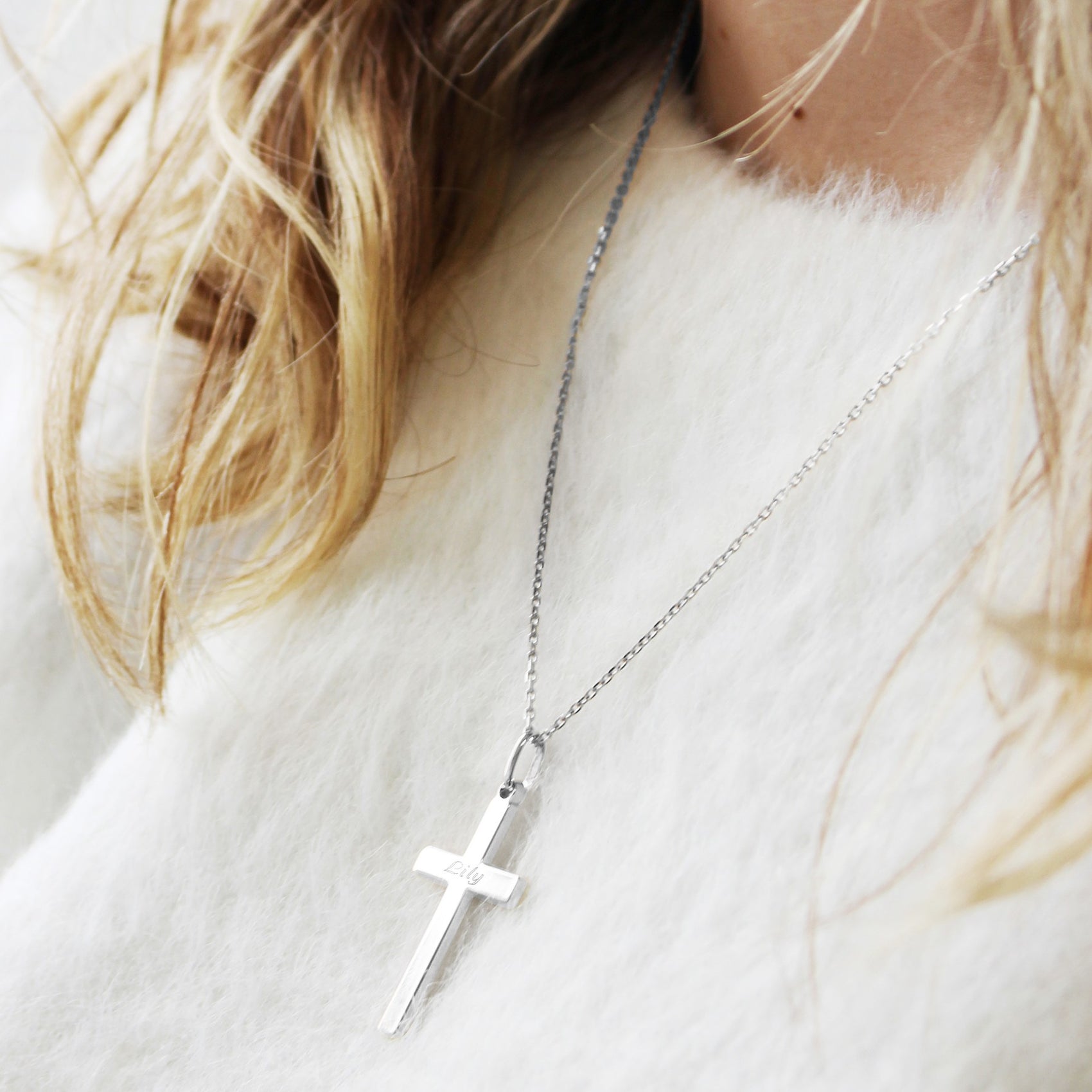 Collier personnalisé femme - croix - Argent