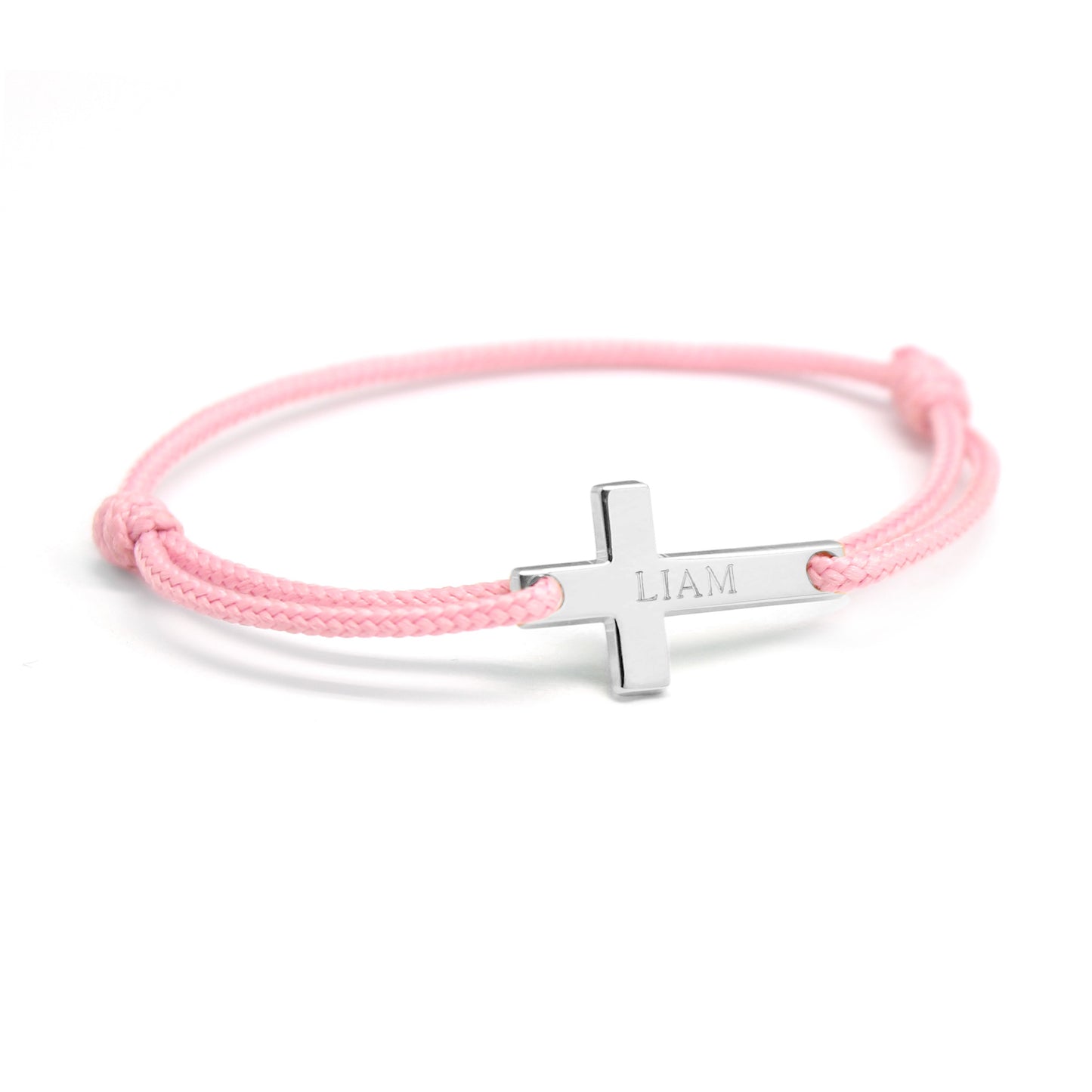 Bracelet cordon personnalisé - croix - Argent