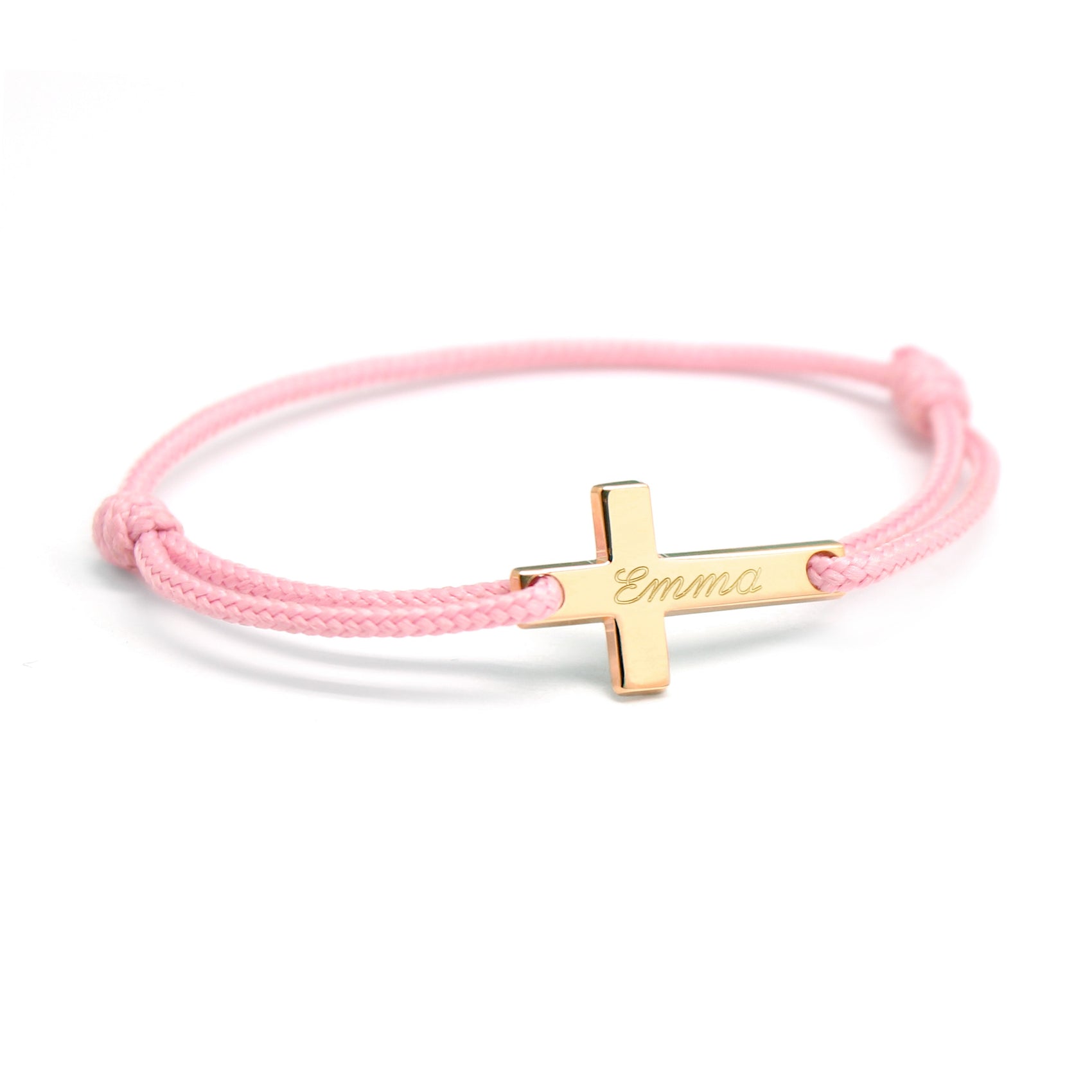 Bracelet cordon personnalisé - croix - Plaqué or