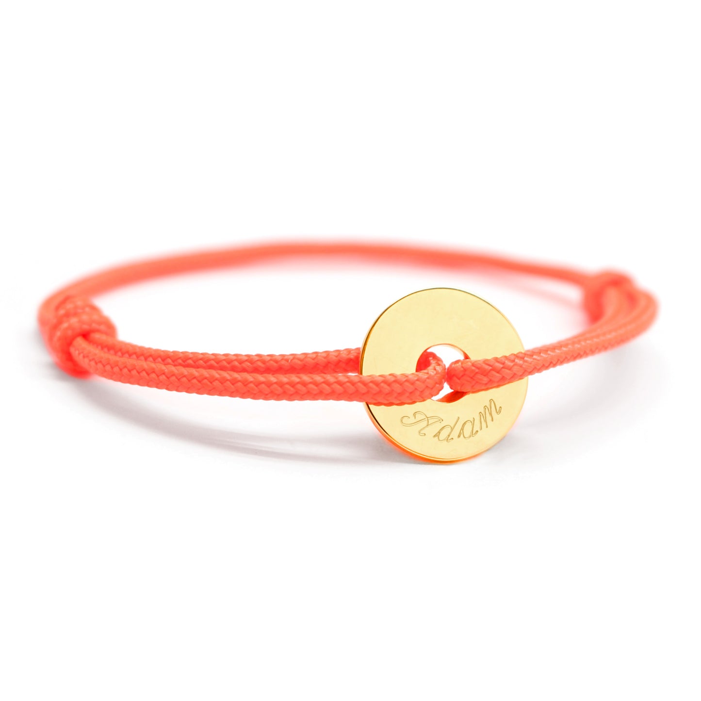 Bracelet cordon personnalisé - mini jeton - Plaqué or