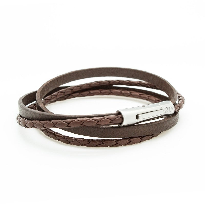 Bracelet cuir personnalisé - le mix marron - Acier inoxydable