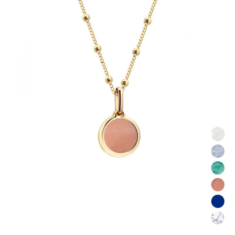 Collar personalizado pequeña piedra natural - cadena perlada - Baño de oro