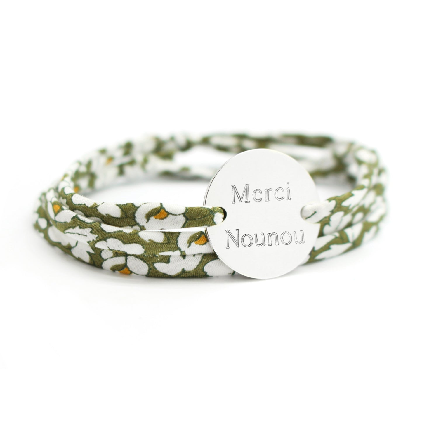 Pulsera personalizada de cordón Liberty - medalla Family - Plata