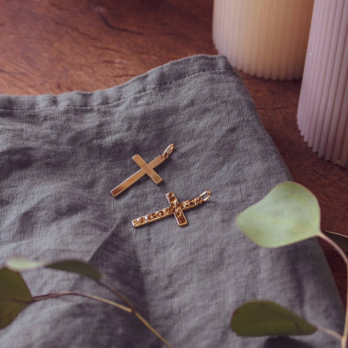 Pendentif personnalisé - croix - Plaqué or