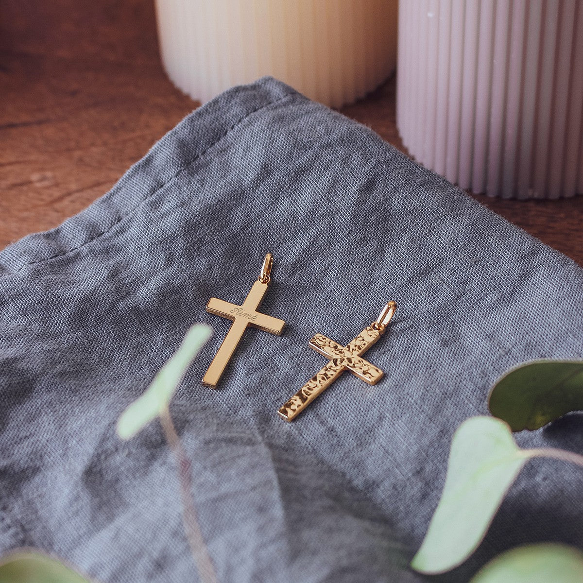 Pendentif personnalisé - croix - Plaqué or