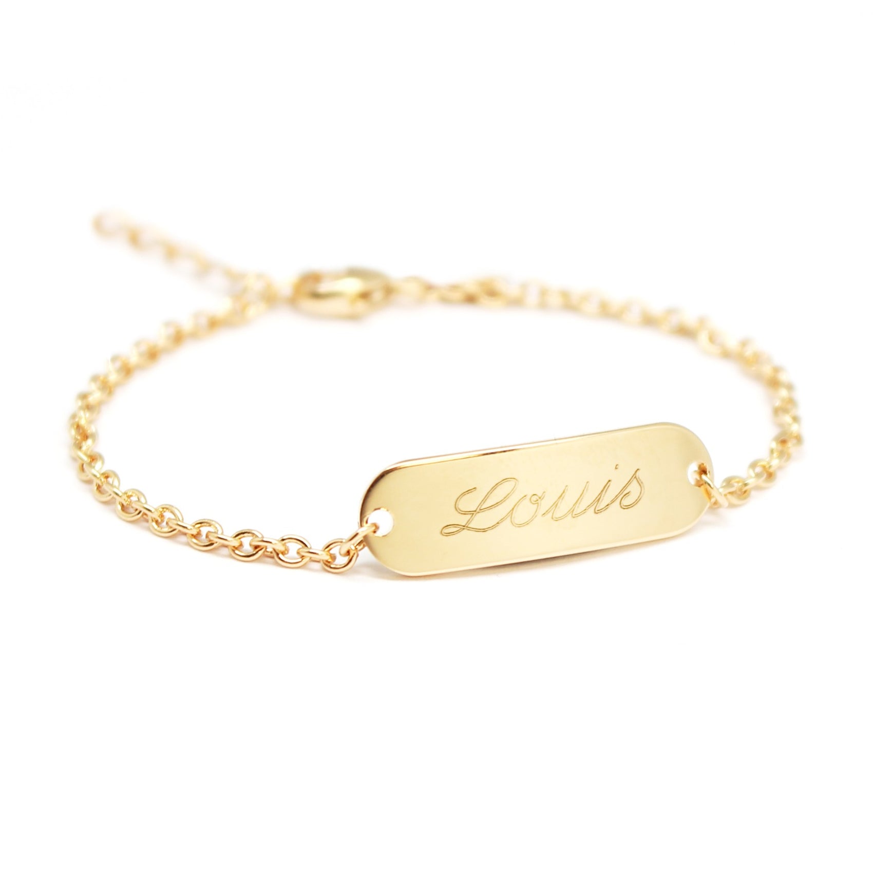 Gourmette chaine enfant personnalisée - Plaqué or