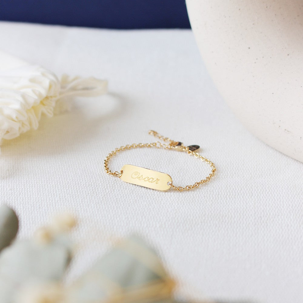 Gourmette chaine enfant personnalisée - Plaqué or