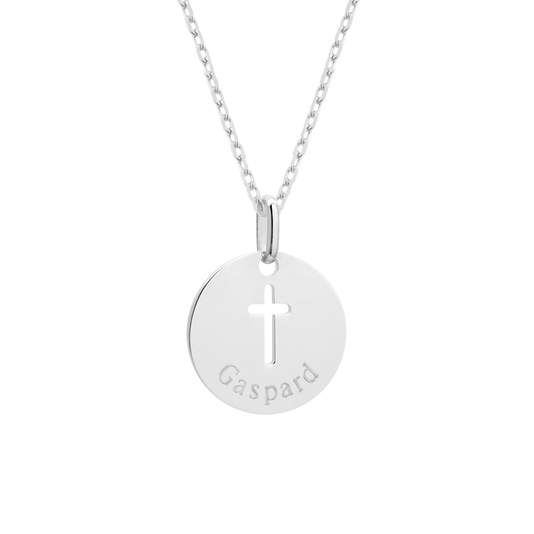 Collier personnalisé - croix ajourée - chaine simple - Argent