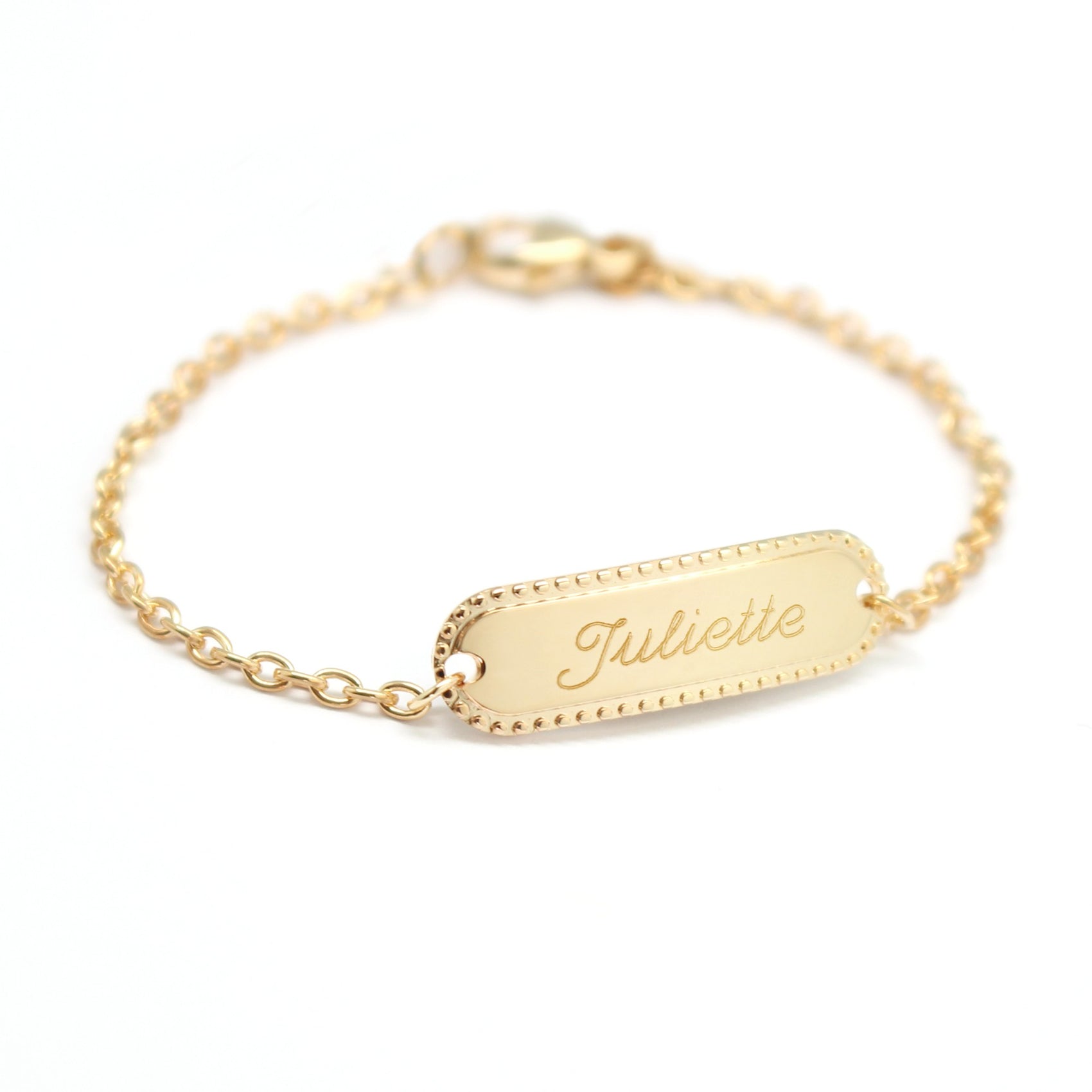 Gourmette perlée enfant personnalisée - Plaqué or