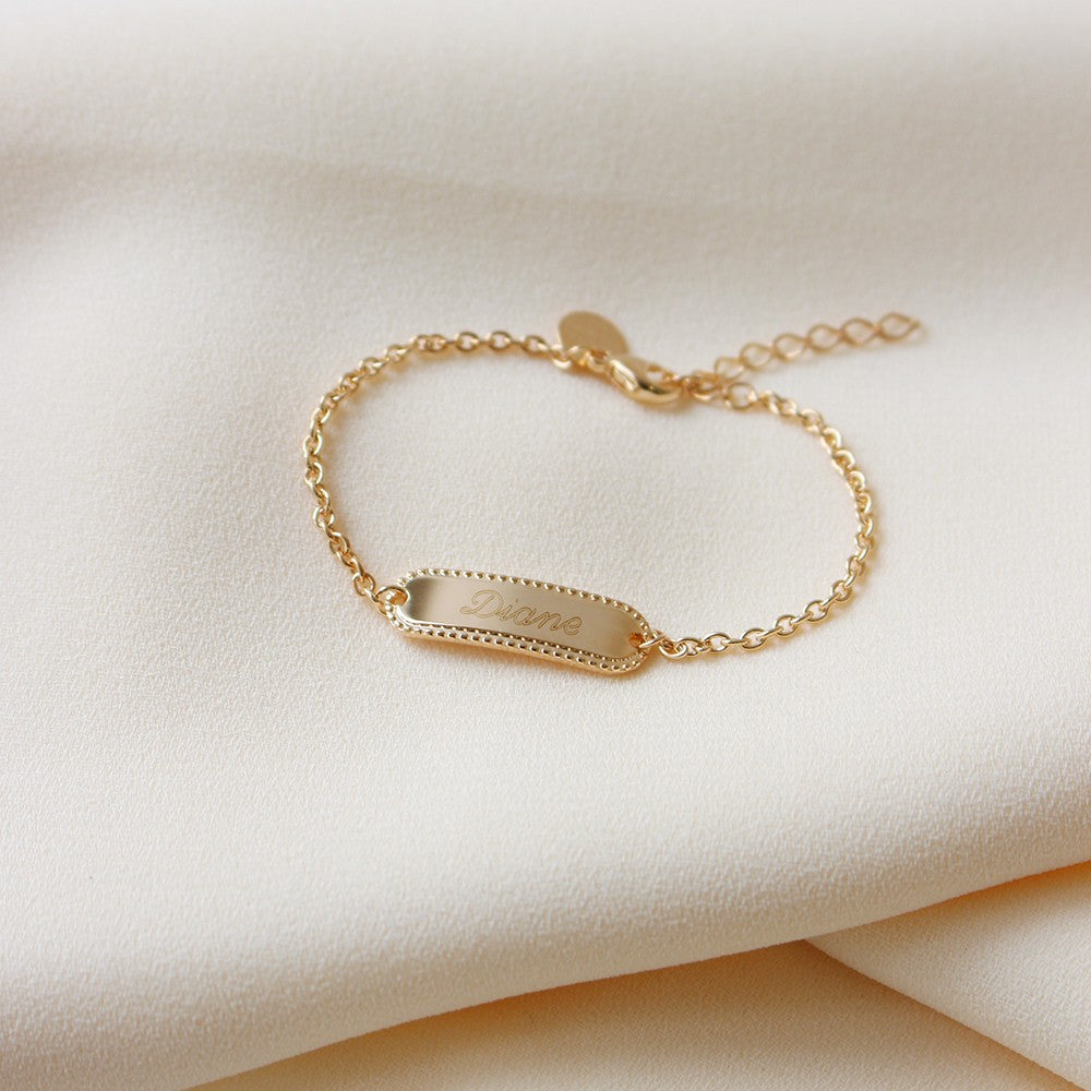 Gourmette perlée enfant personnalisée - Plaqué or