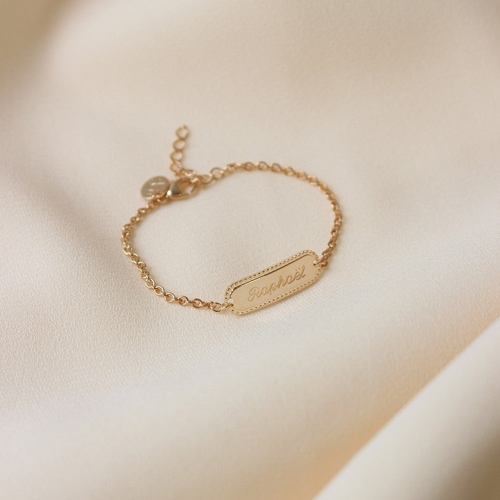 Gourmette perlée enfant personnalisée - Plaqué or