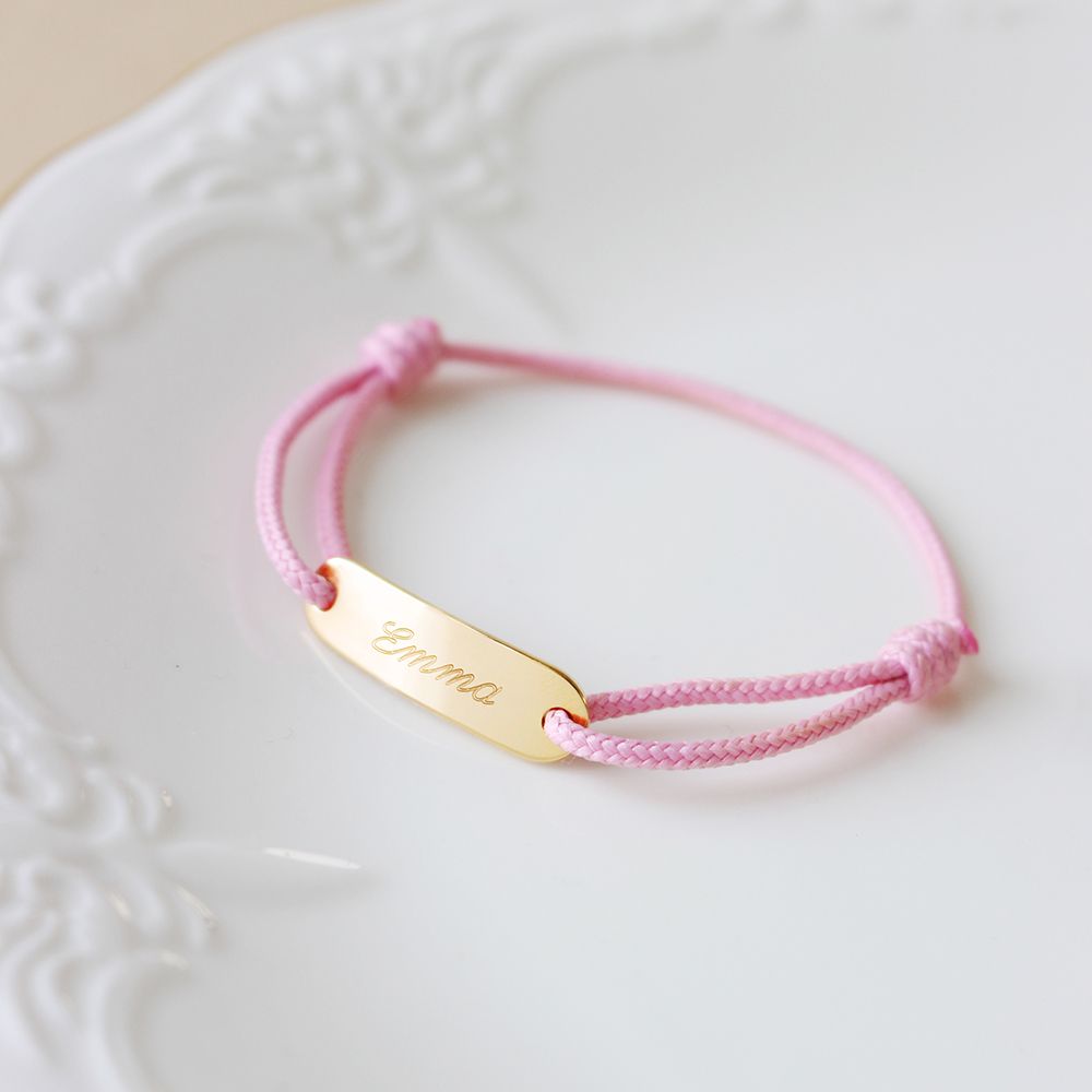 Gourmette cordon enfant personnalisée - Plaqué or