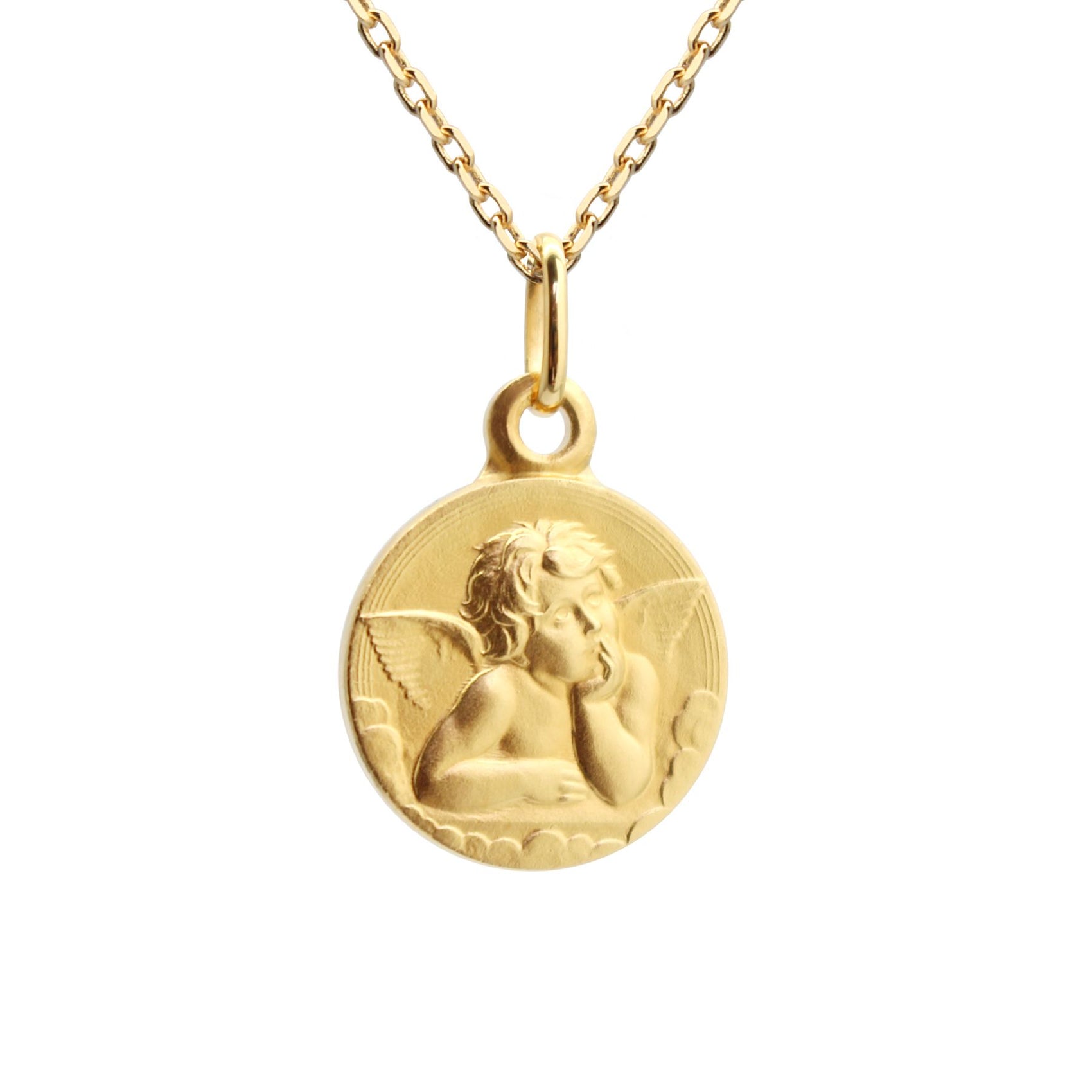 Collier personnalisé - Médaille Ange Raphaël - Plaqué or