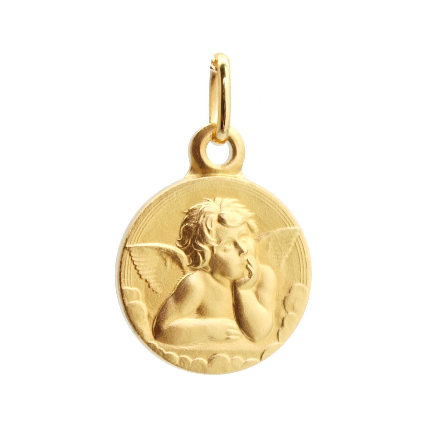 Pendentif personnalisé - Médaille Ange Raphaël - Plaqué or