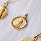 Personalized pendant - Virgin Mary medal with chiseled outline - Gold plated