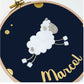 Custom round drum wall frame - Night Sheep design