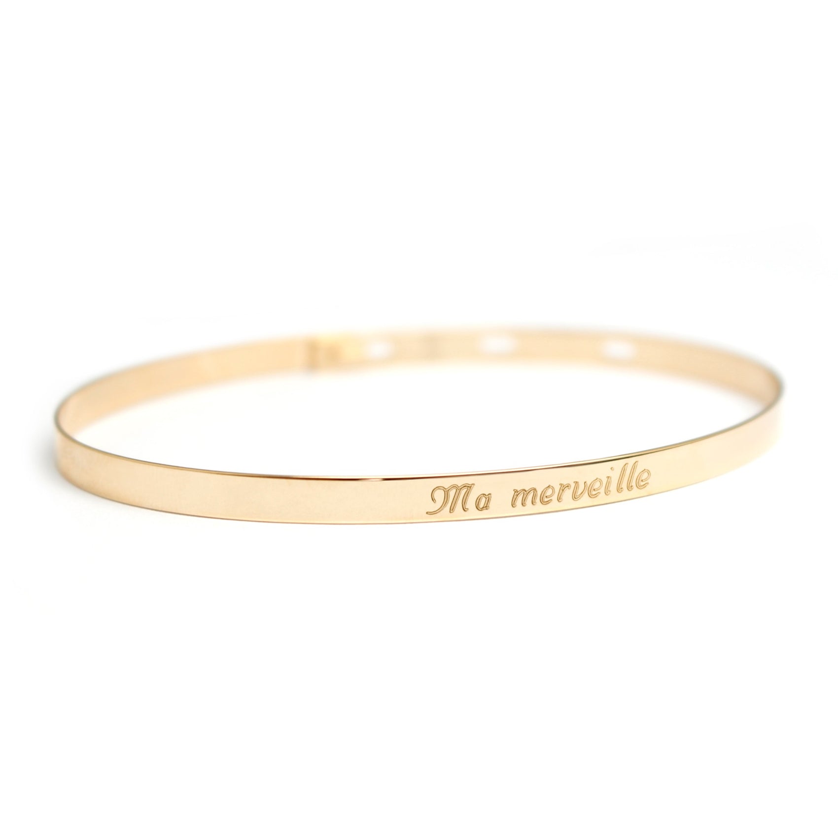 Personalized children's bangle - ribbon - Gold plated