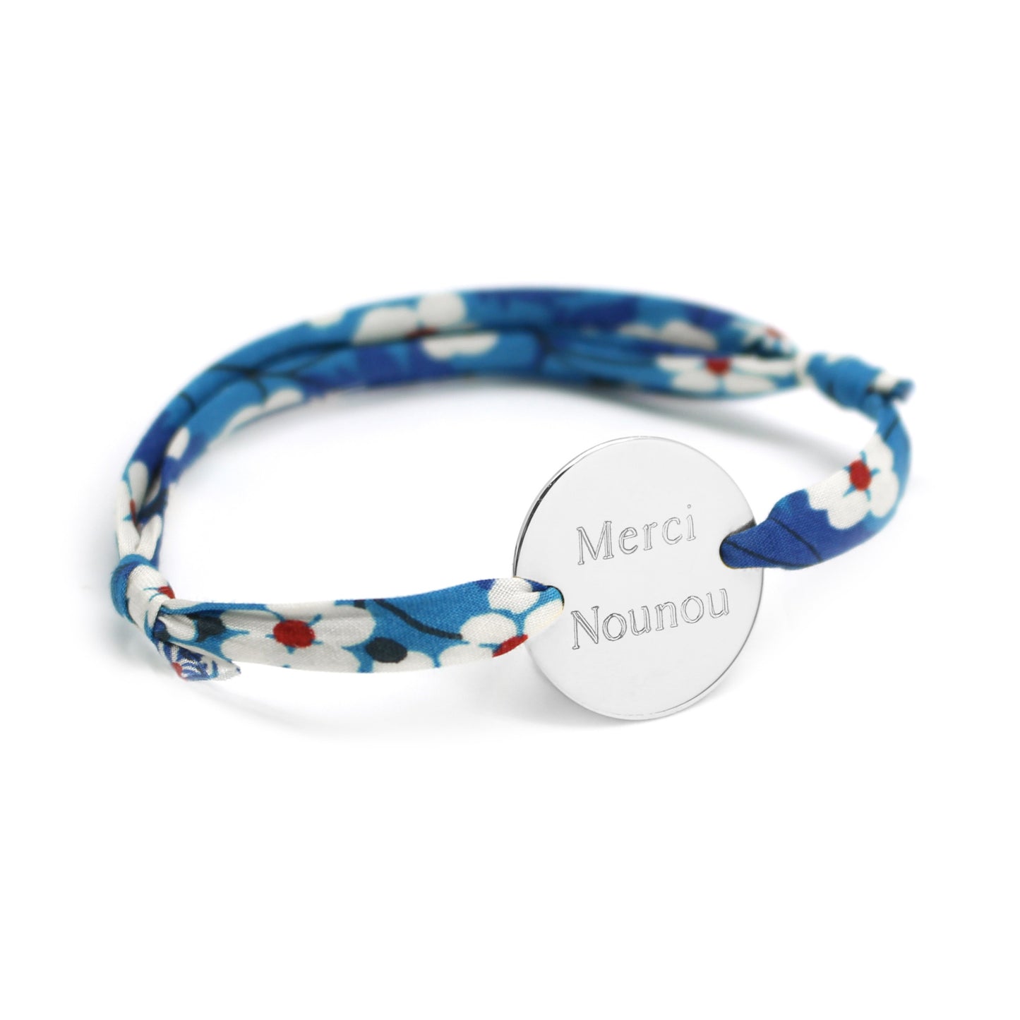 Pulsera personalizada de cordón Liberty - medalla Family - Plata