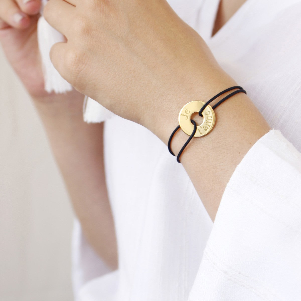 Pulsera de cordón personalizada - Petite chérie - Baño de oro