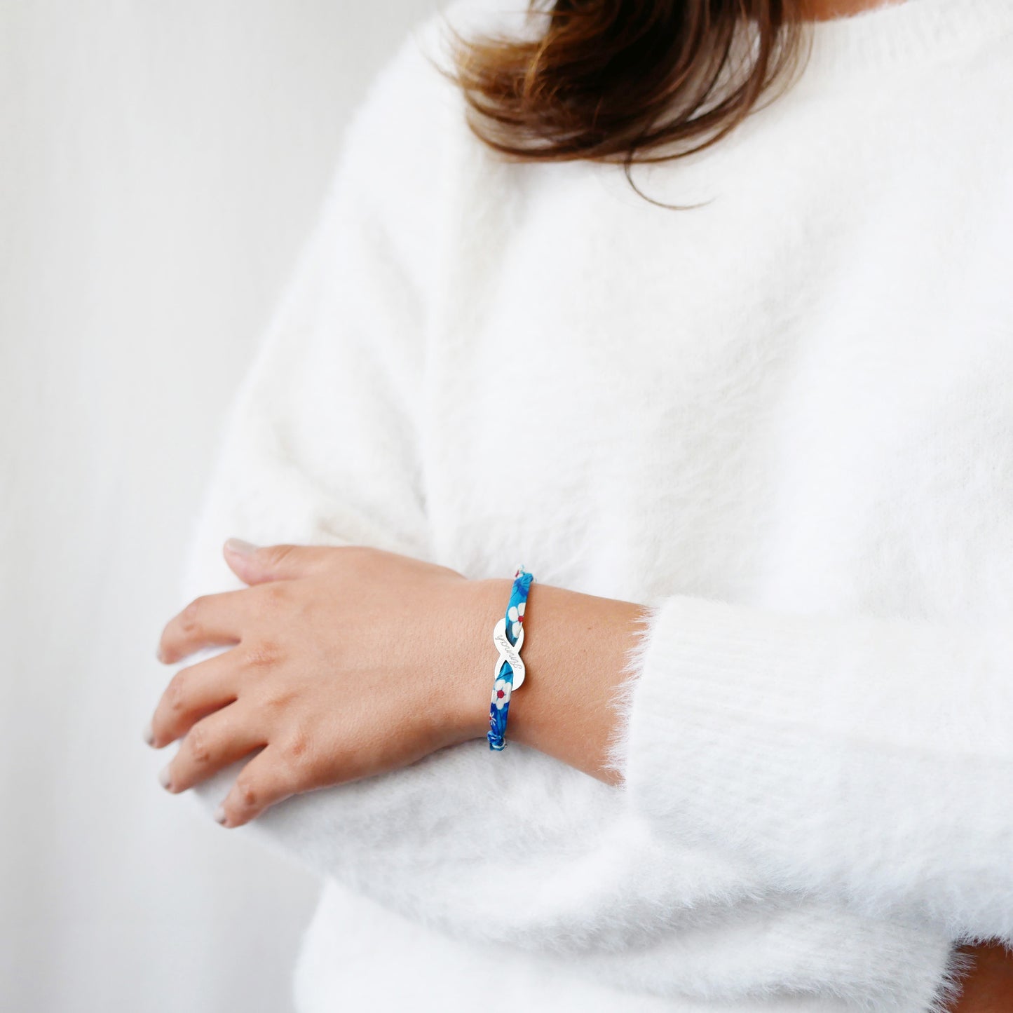 Pulsera personalizada de cordón Liberty - infinito - Plata