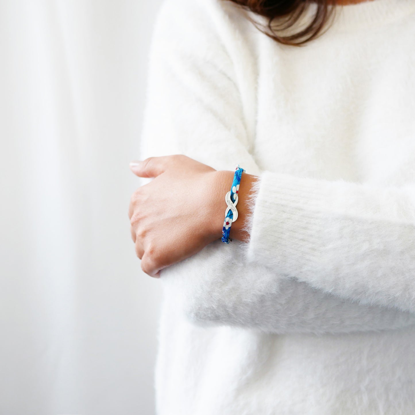 Pulsera personalizada de cordón Liberty - infinito - Plata