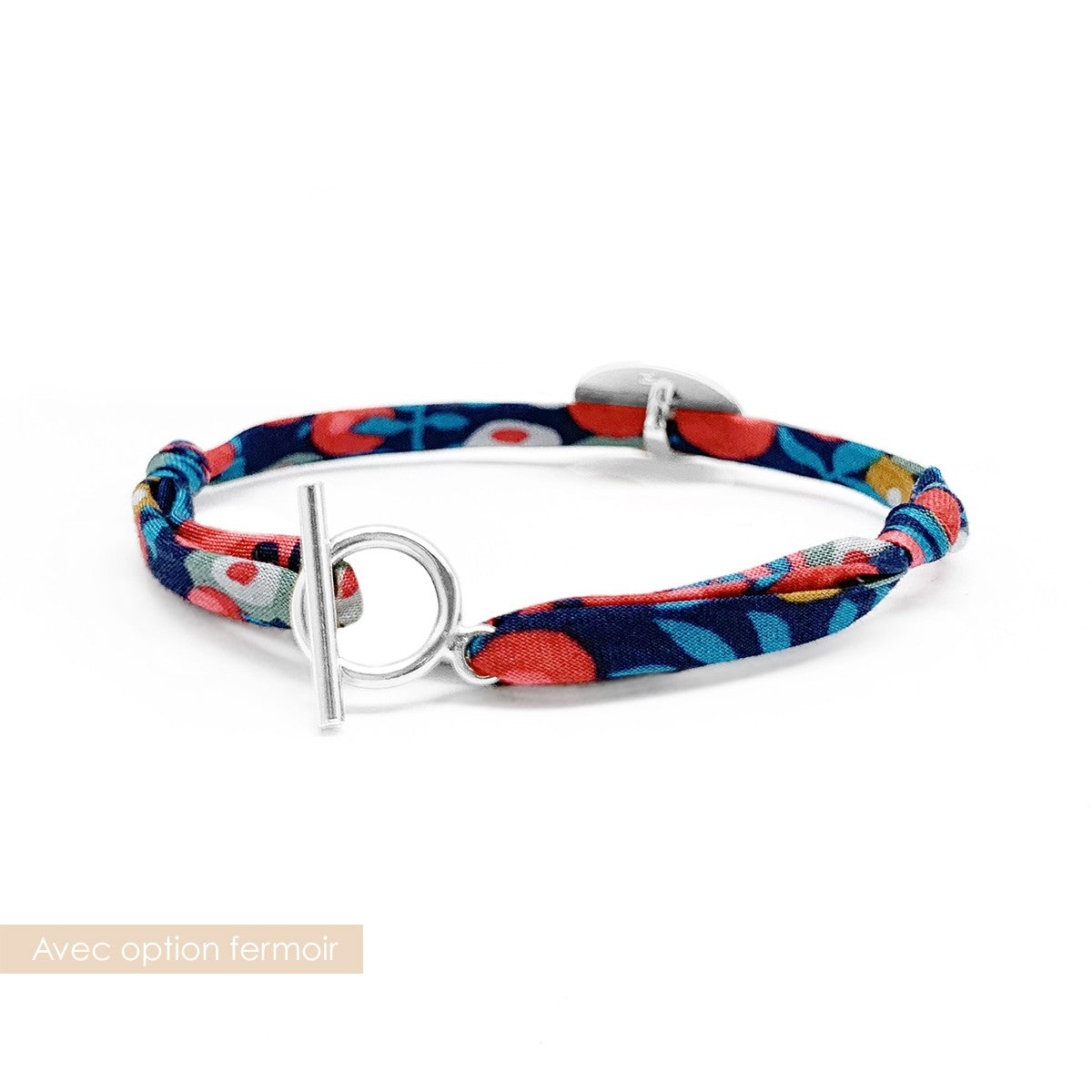 Pulsera personalizada de cordón Liberty - medalla Family - Plata