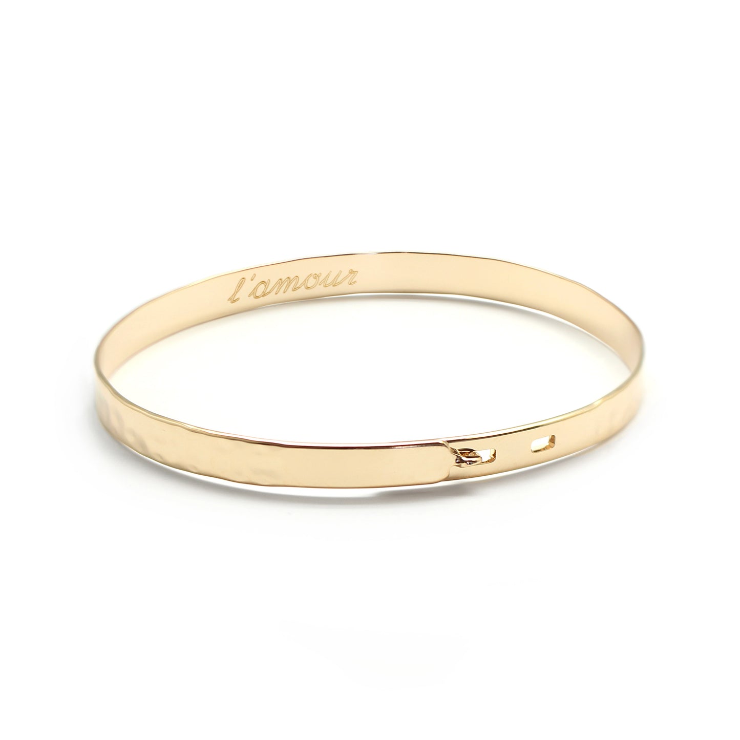 Jonc femme personnalisé - ruban martelé  - Plaqué or