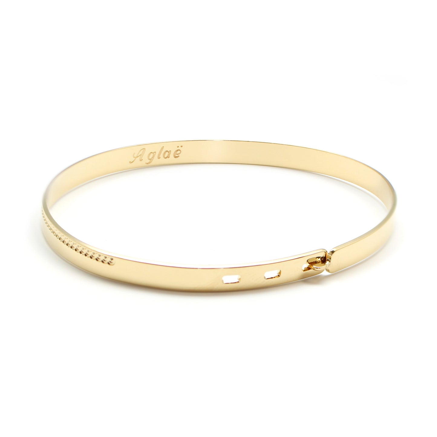 Personalized women's bangle - beaded ribbon - gold plated