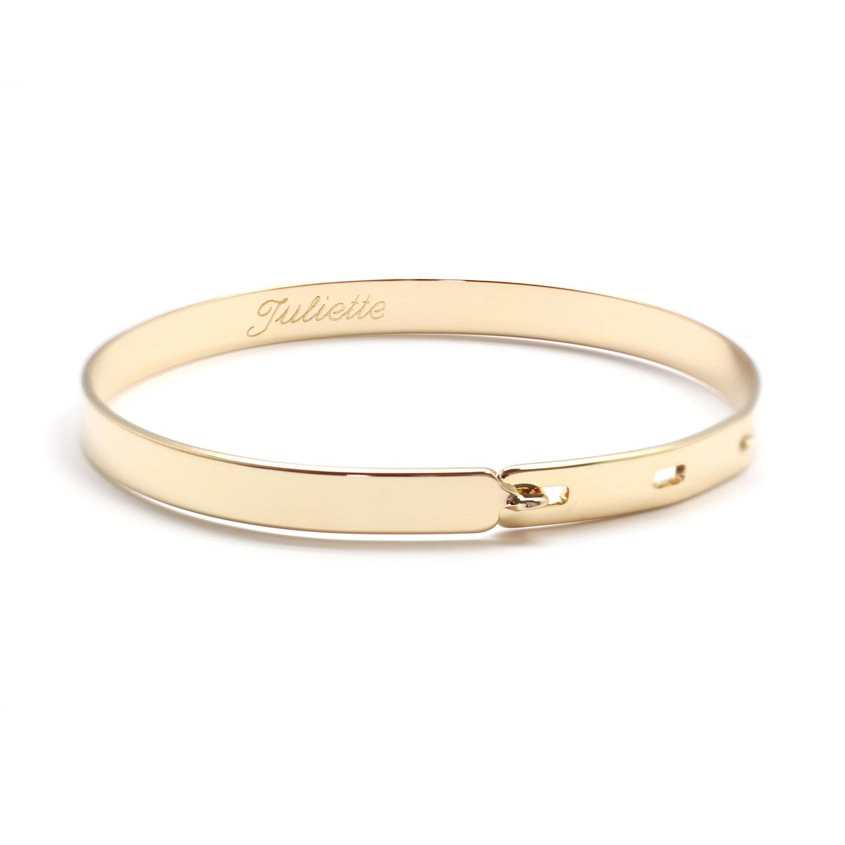 Personalized children's bangle - ribbon - Gold plated