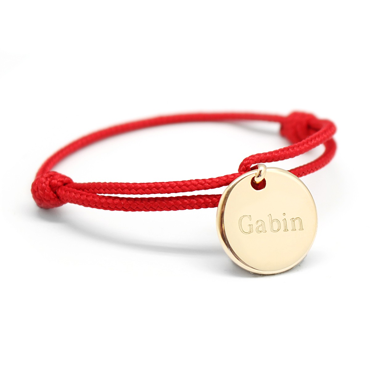 Bracelet cordon personnalisé - kids médaille - Plaqué or