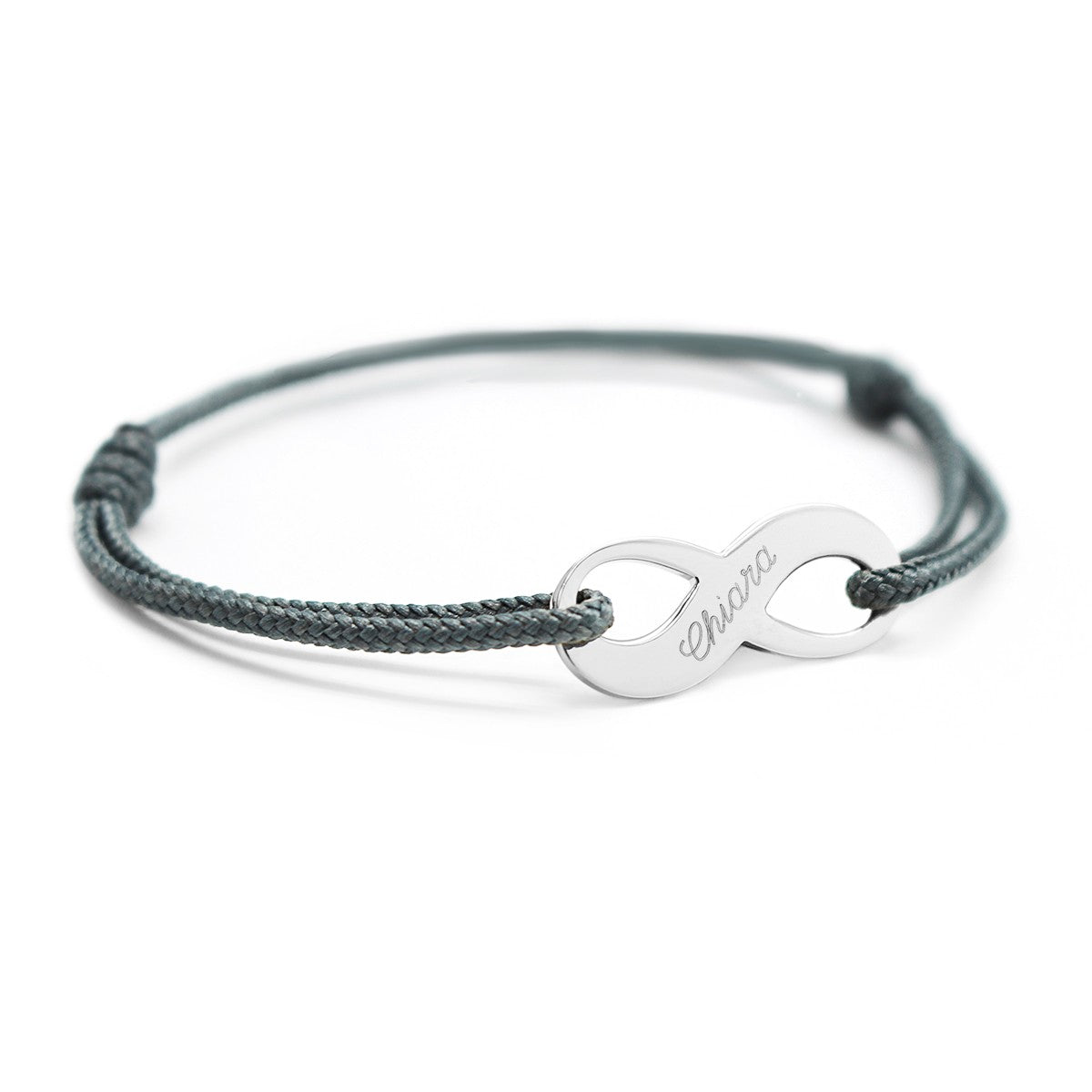 Pulsera de cordón personalizada - infinito - Plata