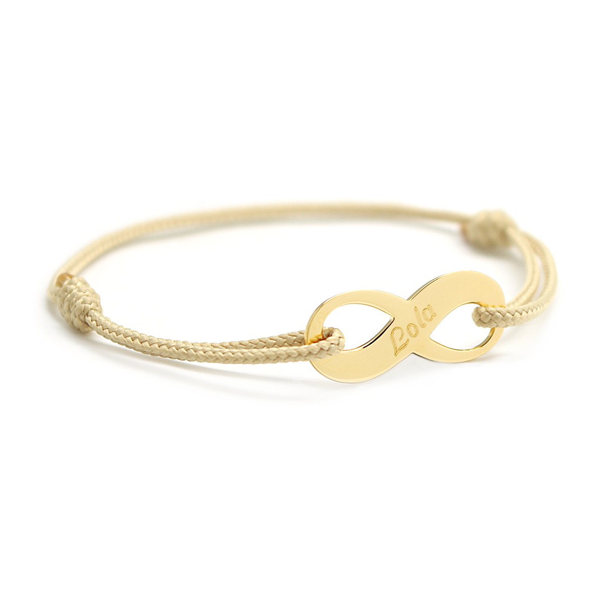 Pulsera de cordón personalizada - infinito - Baño de oro