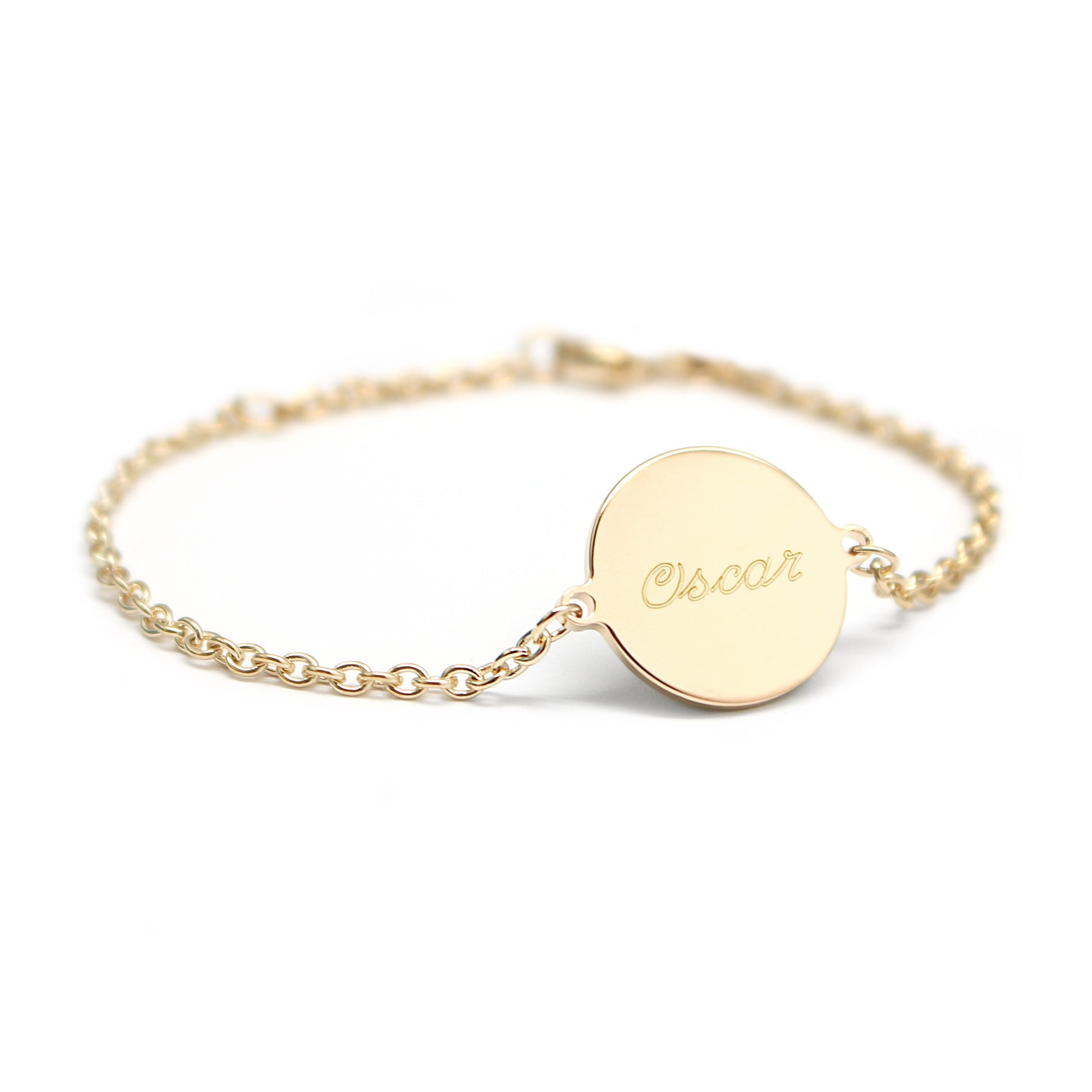 Bracelet chaine médaille personnalisé - enfant - Plaqué or