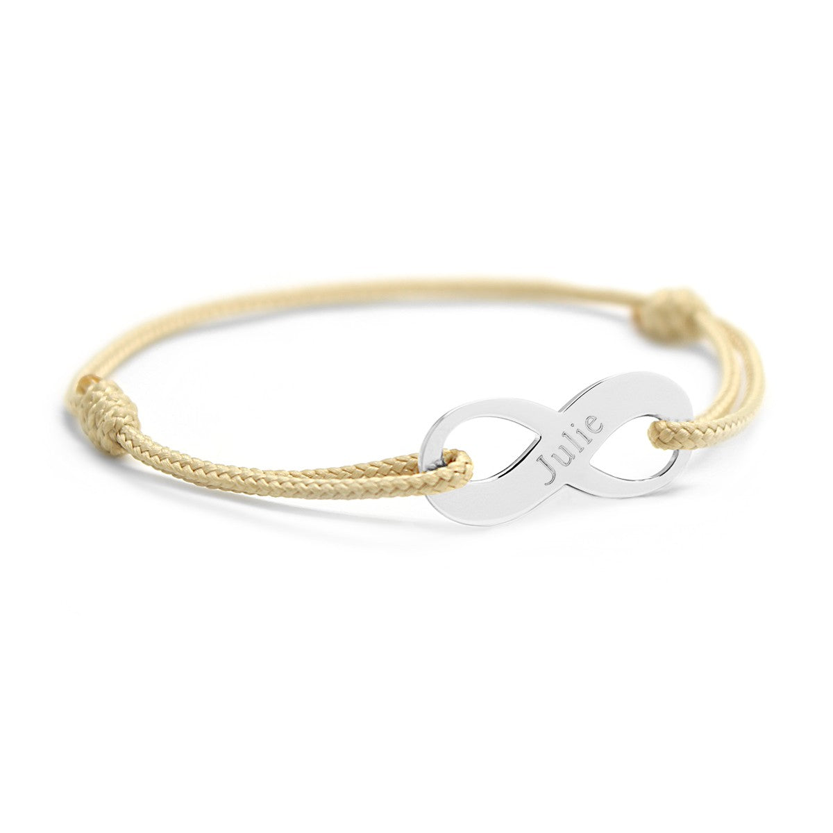 Pulsera de cordón personalizada - infinito - Plata