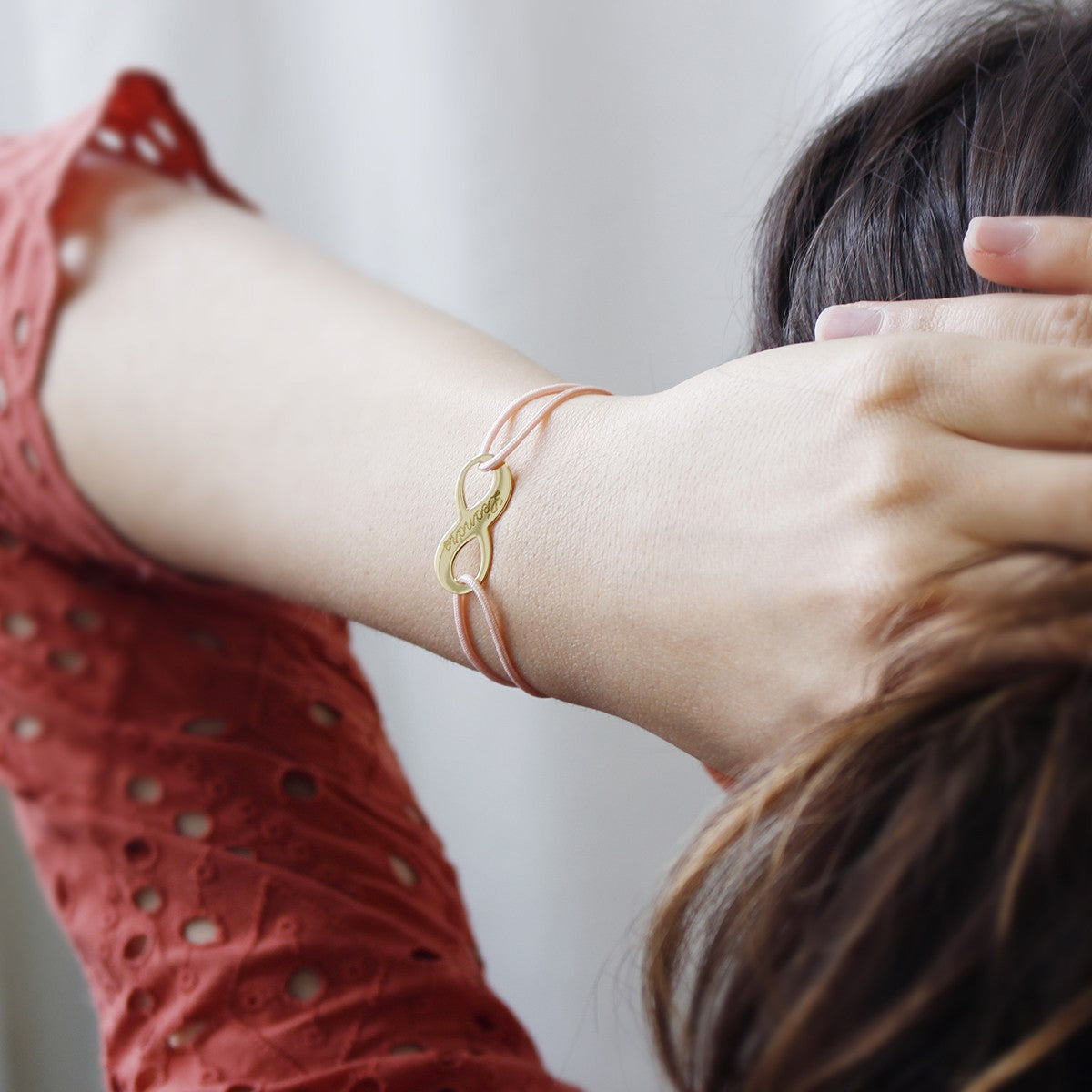 Bracelet cordon personnalisé - infini - Plaqué or