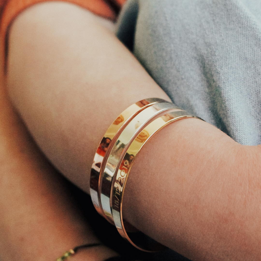 Personalized children's bangle - ribbon - Silver