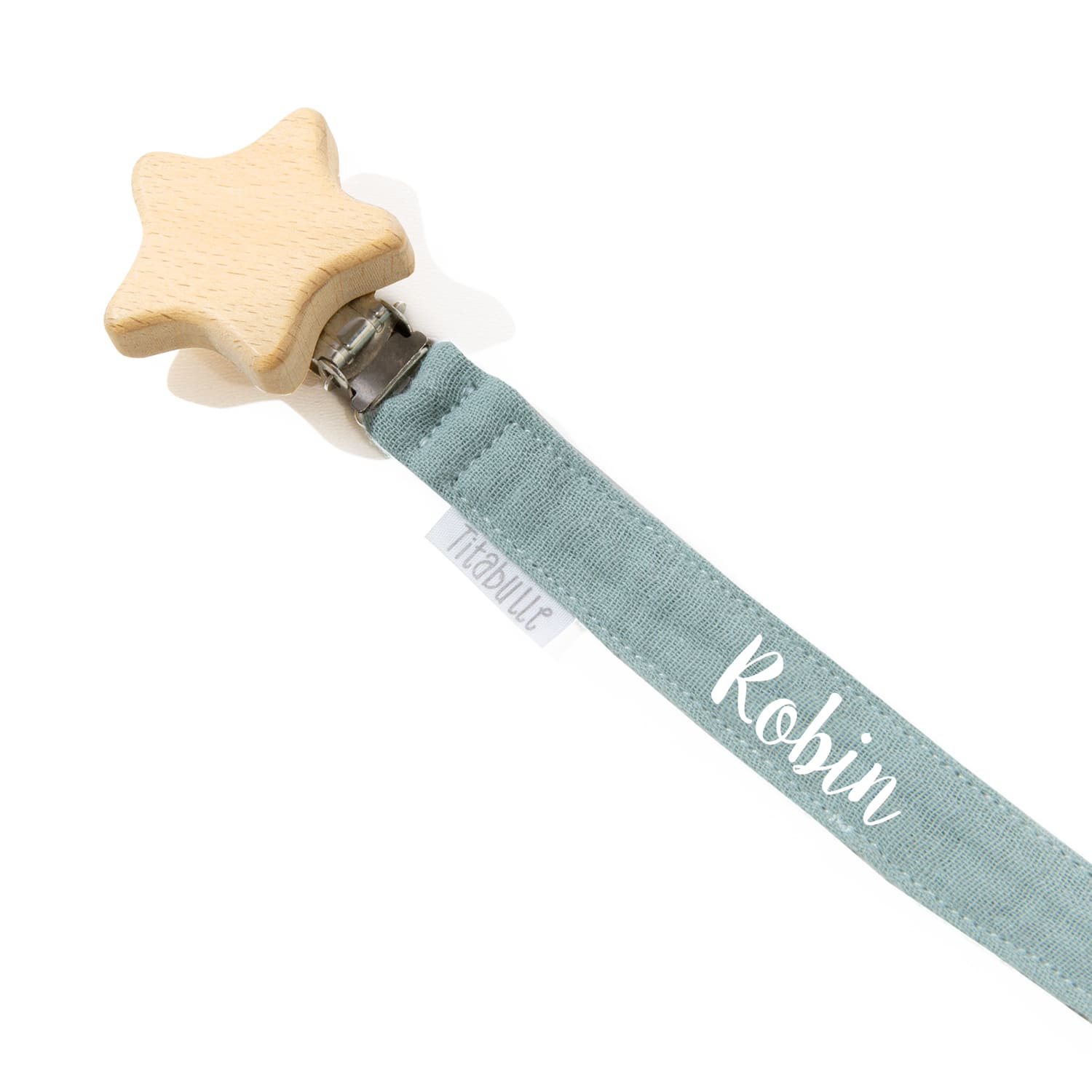 Attache tétine personnalisée - Double gaze de coton + étoile