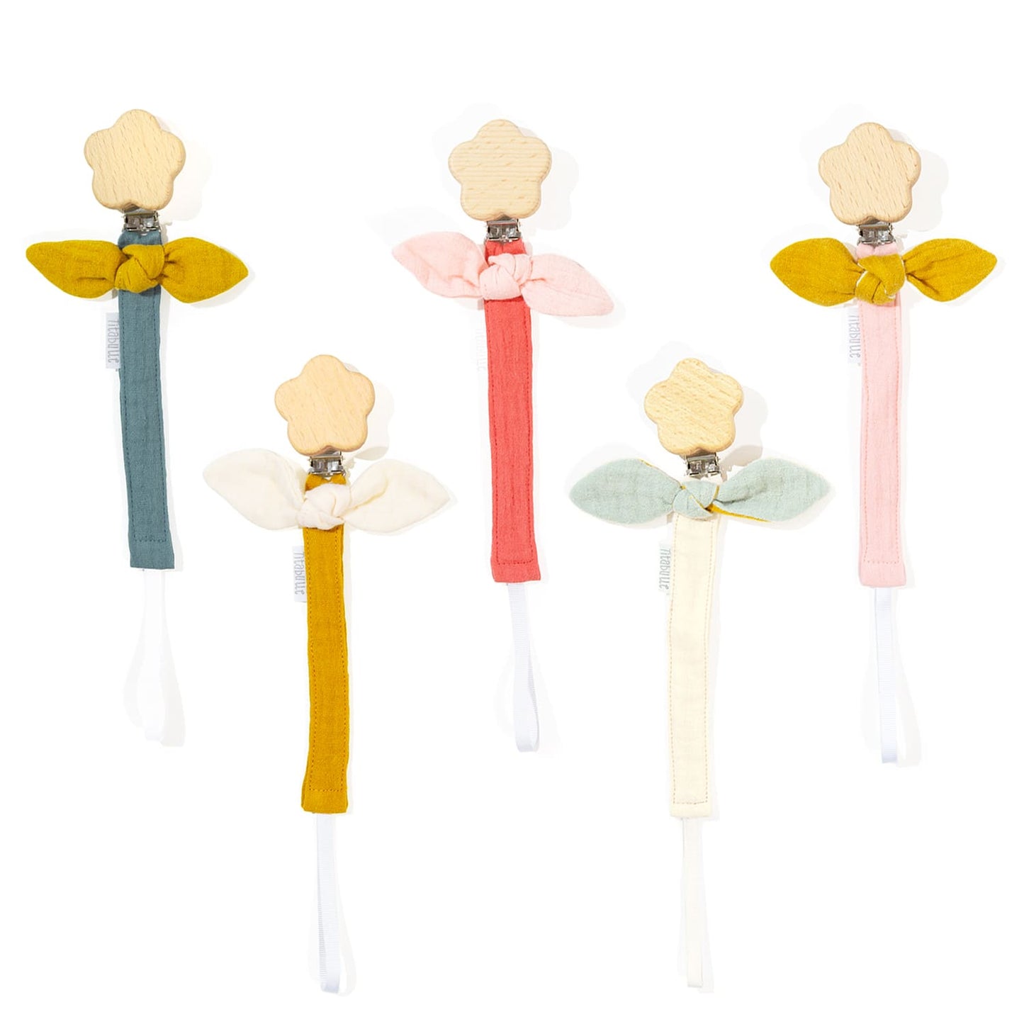 Attache tétine personnalisée - Double gaze de coton + Fleur
