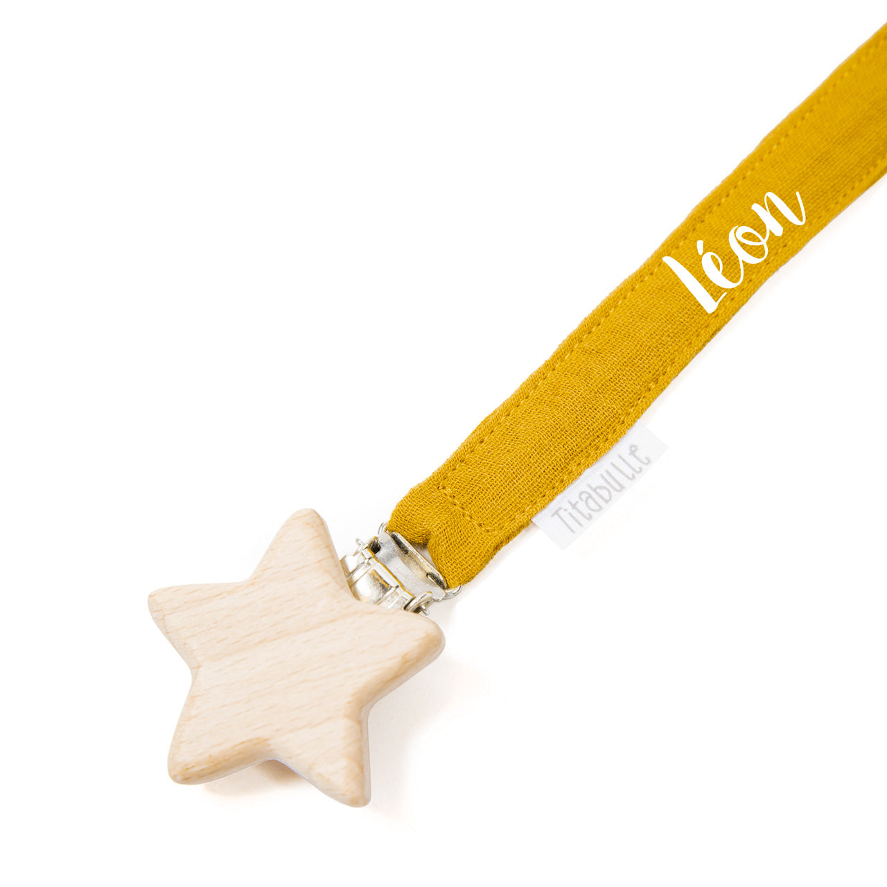 Attache tétine personnalisée - Double gaze de coton + étoile