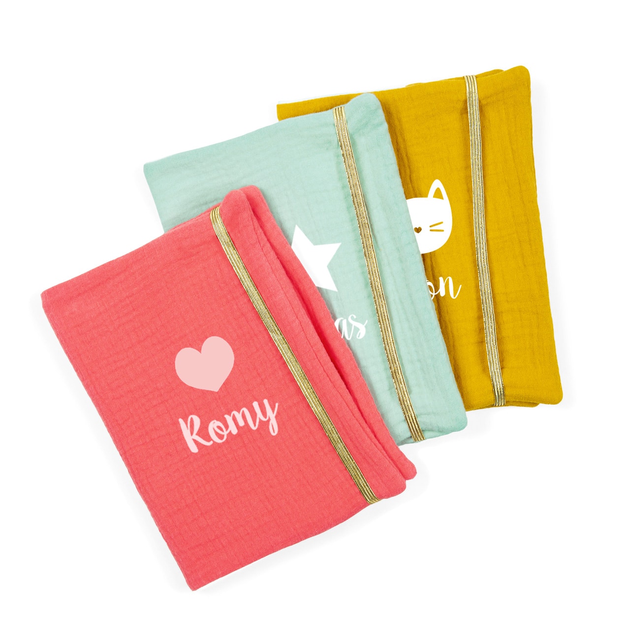 Protège Carnet de Santé personnalisé en Double gaze de coton