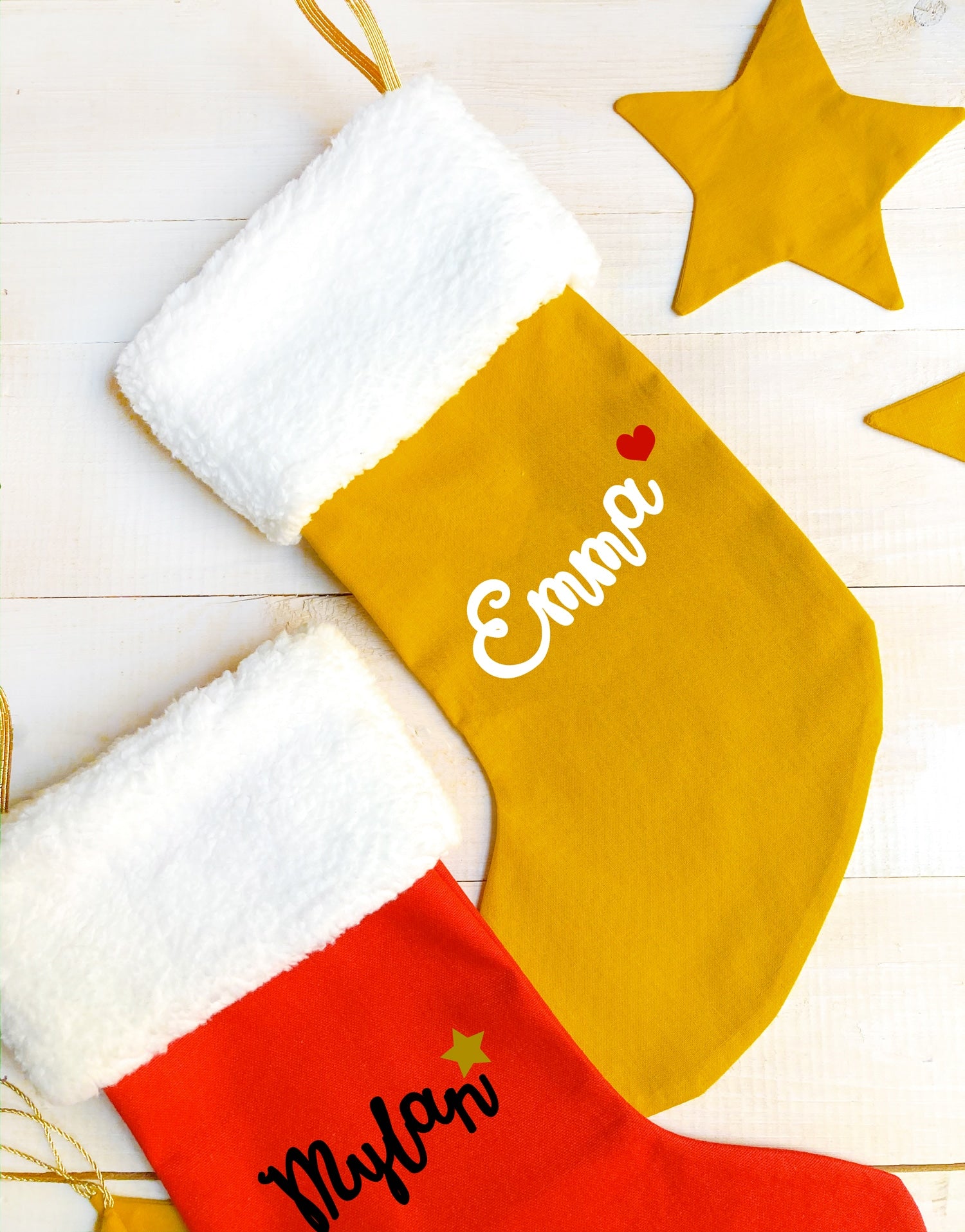 Calcetín de Navidad personalizado - Amarillo