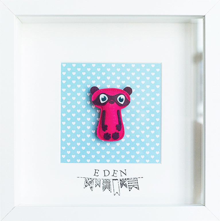 Personalized Children's and Baby Decorative Picture - Little Masked Hero Pink