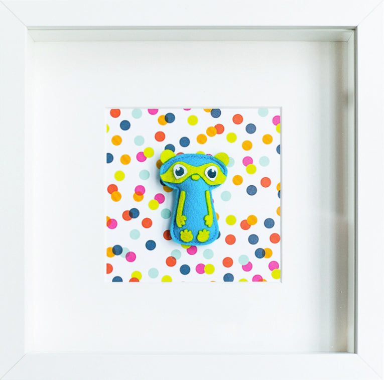 Cuadro decorativo personalizado para niños y bebés - Pequeño héroe enmascarado azul