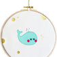 Custom round drum wall frame - Blue Whale design