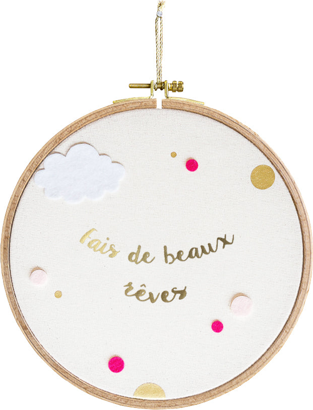 Cadre rond tambour mural personnalisé - Rêve Rose