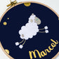 Custom round drum wall frame - Night Sheep design
