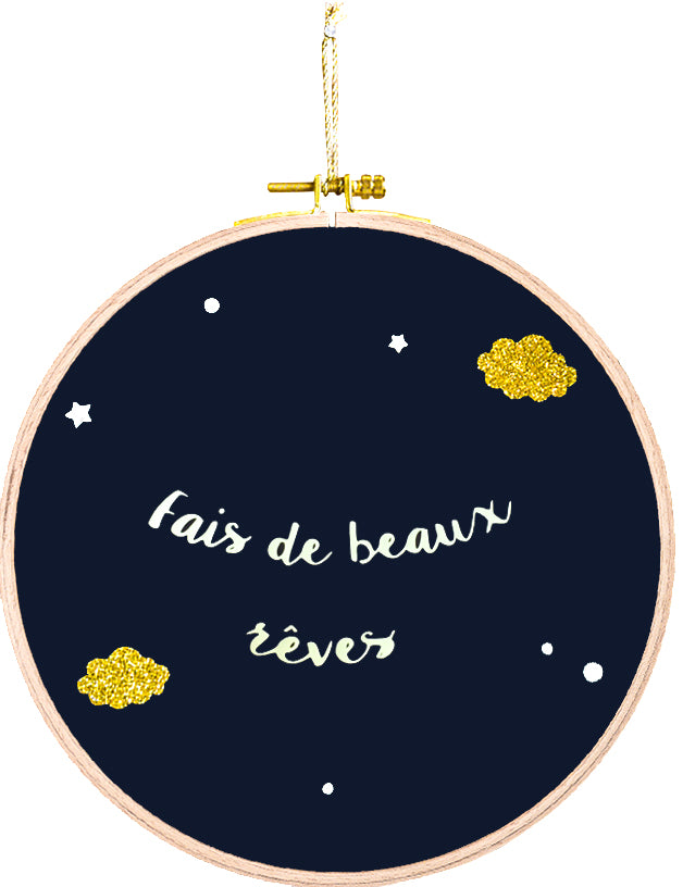 Bastidor redondo de pared personalizado - Modelo Noche Estrellada Fosforescente